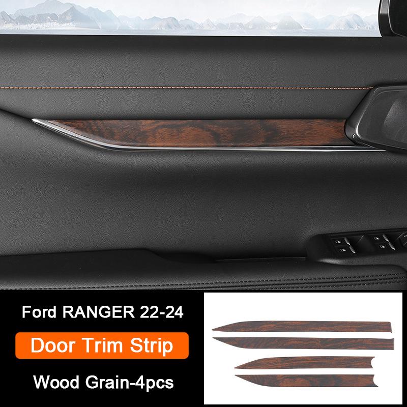 Holzmaserung Innenraum-Überzugsabdeckungen für Ford Ranger Wildtrak T9 2023 2024 Armaturenbrett-Verkleidung Lüftungsdüse Mittelkonsole Schalthebel-Panel-Abdeckung