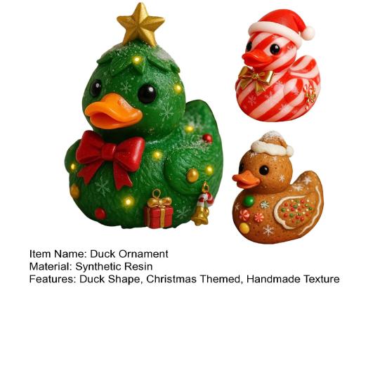 1/3Pcs Duck Ornament Handmade Texture Festive Christmas Decoration with Gift Bowknot Crutch Decor Xmas Duck Statue