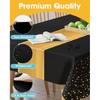 New Year Table Cloth for Rectangle Table and Table Runner Set - 3+3 Pack, Plastic Table Cloth Disposable, Black and Gold Tablecloth for Graduation