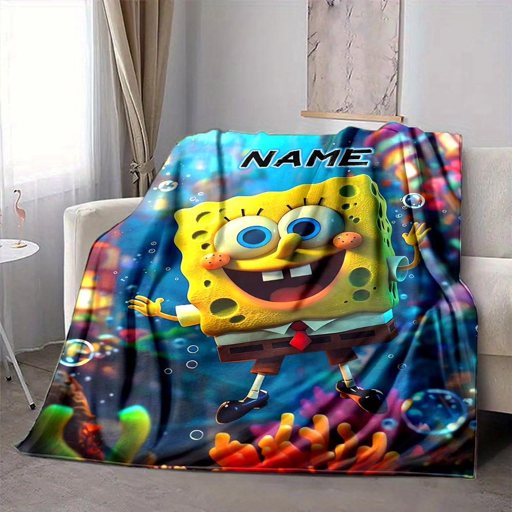Custom 1pc Spongebob Squarepants Theme Blanket, Soft And Comfortable Blanket, Casual Warm, Camping Travel Blanket, Birthday Gift Q913168