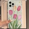 Korea INS Tulip Flower Pattern Phone Case For iPhone 17 16 15 14 13 12 11 Pro Max X XS XR XS MAX 16E 17Air Anti-fall Soft Cover