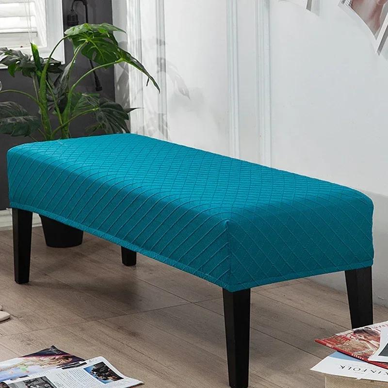 Jacquard Piano Chair Cover Stretch Jacquard Dining Bench Covers Rectangular Solid Color Thickened Stool Seat Cover 1PC