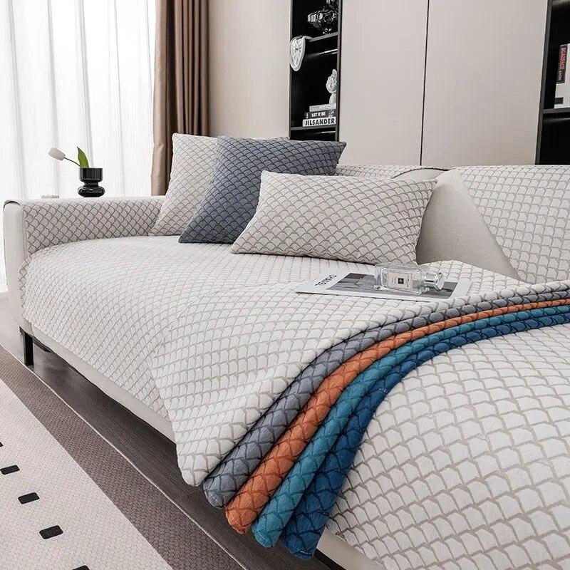 Univerzální potah na pohovku Four Seasons, jednobarevný kostkovaný polštář do obývacího pokoje, protiskluzový, prachotěsný, ochrana nábytku