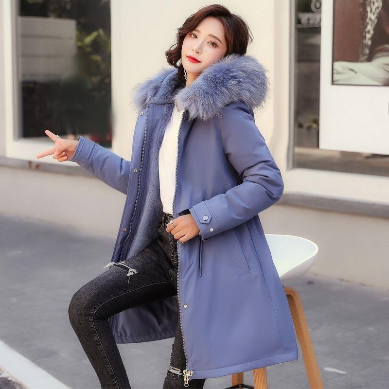 Thicken Parkas Winter Jacket Casual Long Coat Wool Liner Hooded Parkas Fur Collar Warm Snow Outwear
