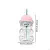 Bear Glass Cup Juice Glasses Clear Novelty Adorable Versatile Beverage Container with Lid for