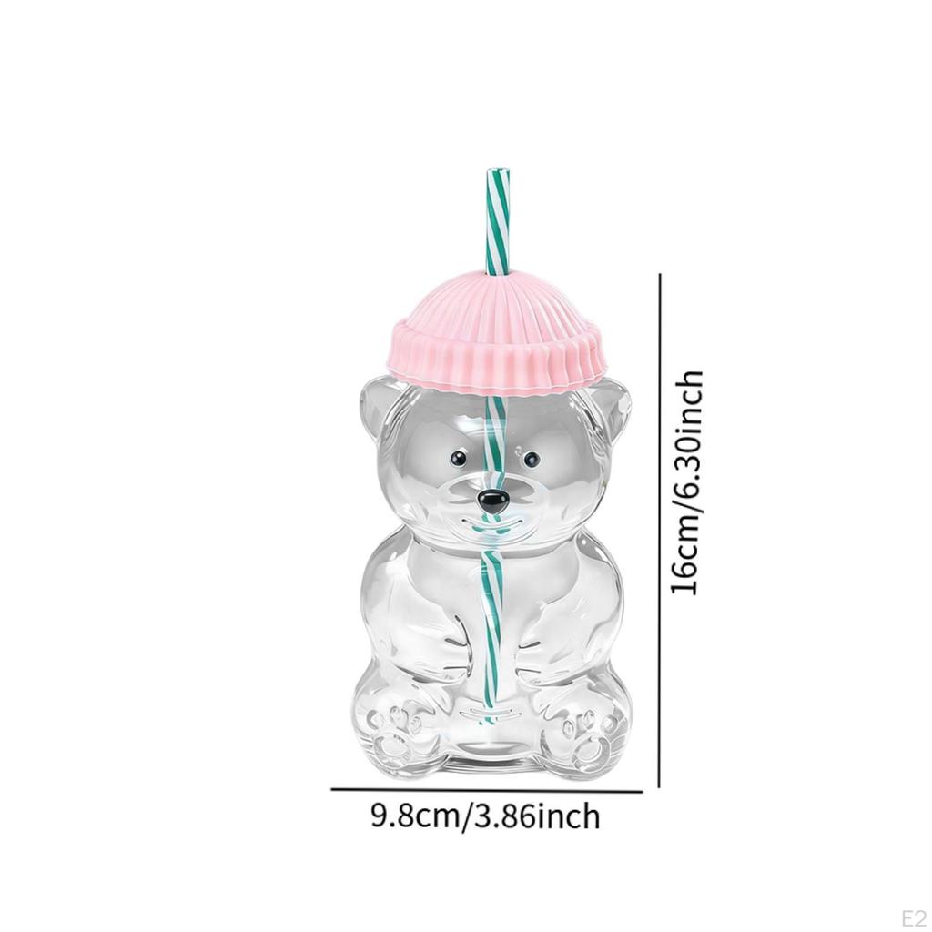 Bear Glass Cup Juice Glasses Clear Novelty Adorable Versatile Beverage Container with Lid for