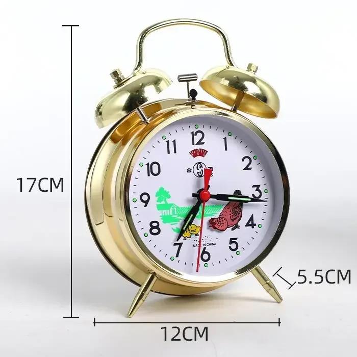 Wecker Vintage Mechanisch Manuell Tischuhr Tischplatte Schlafzimmer Dekoration Uhr Metall Nachttischuhr Huhn pickt Reis