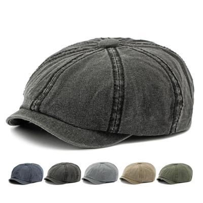 Cappello Ottagonale in Denim da uomo Berretto alla Britannica Cappello da Pittore a Lingua d'Anatra Cappello da Strillone Retro