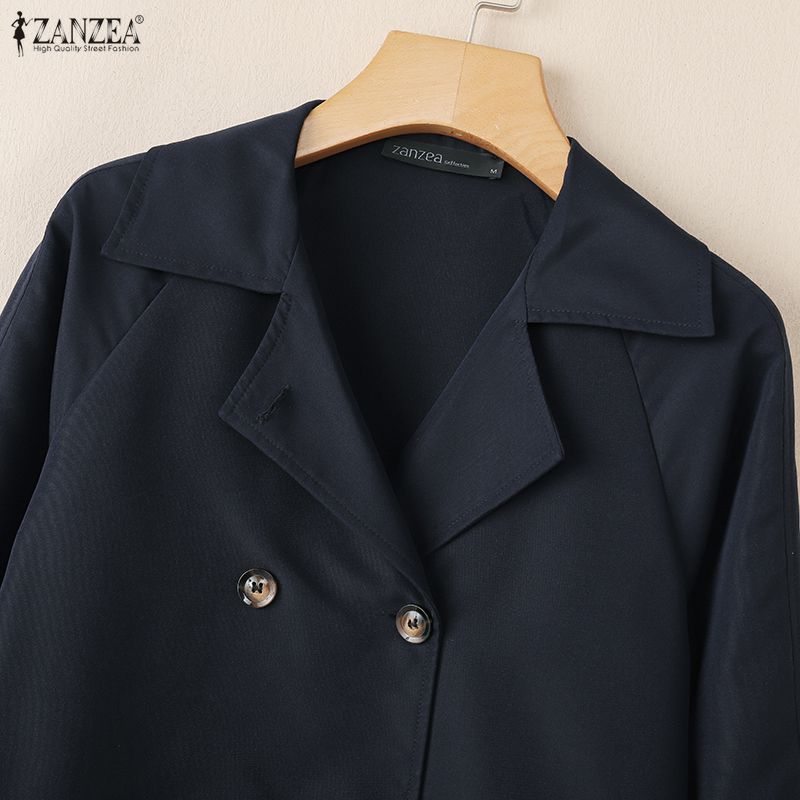 ZANZEA Damen Umlegekragen Lässig Langarm Dünner Cardigan Oberbekleidung