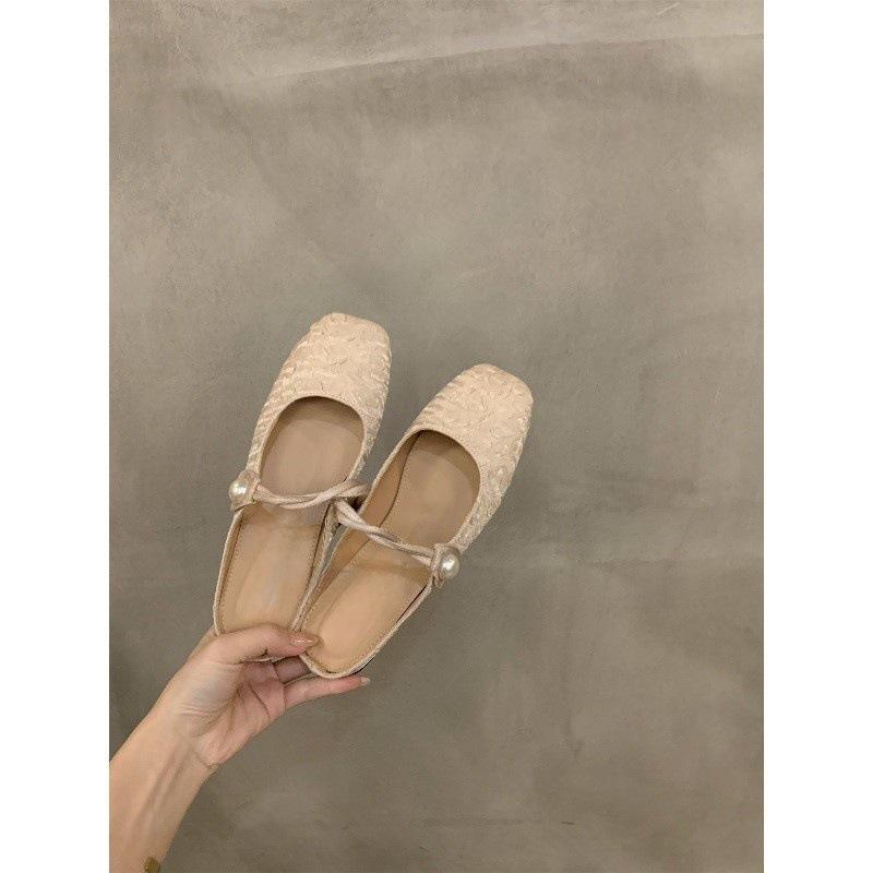 Flat-bottomed bag head, half slippers, women's shoes, Mary Jane half-tray single shoes