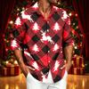 Men's Casual Long Sleeve Christmas Print Shirt for Spring and Fall