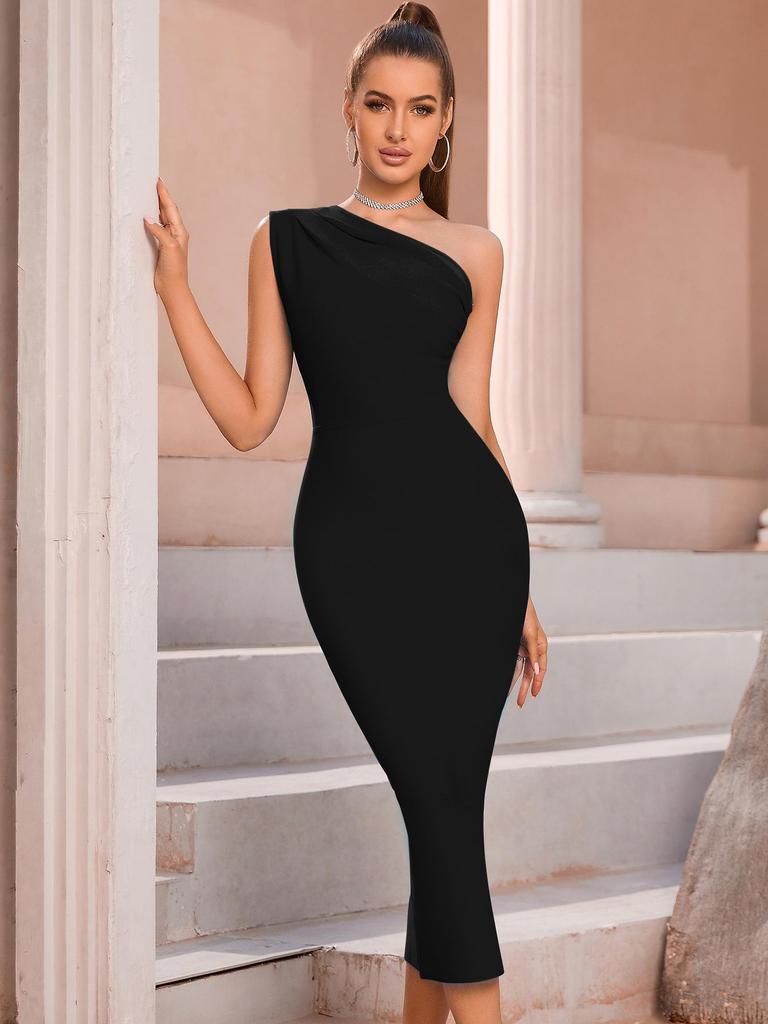 Elegant One-Shoulder Bandage Dress