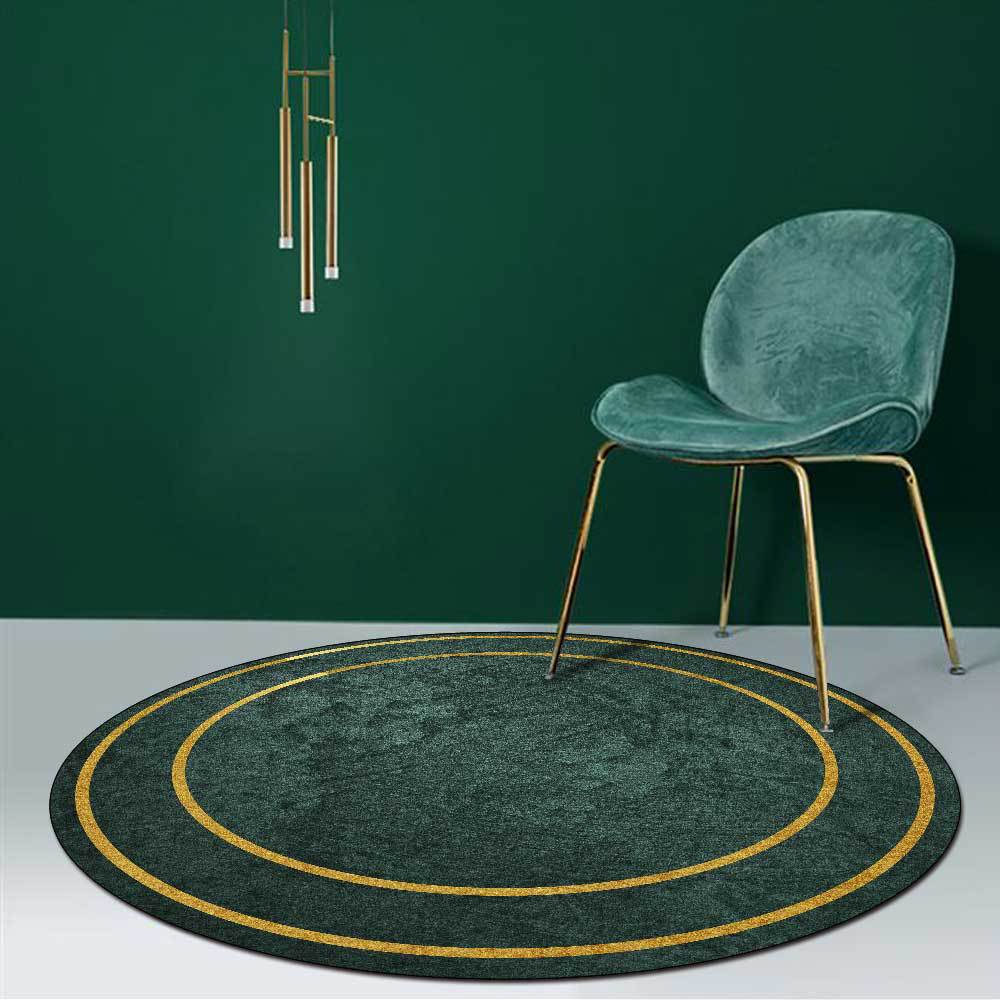 Light Luxury Rugs for Bedroom Dark Green Round Carpets Living Room Decoration Carpet Cloakroom Lounge Rug Home Decor Chair Mat