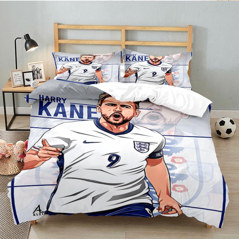 3PCS Football Player Kane Bedding set,Ideal for1pc Duvet Cover And 2pcs Pillowcases Perfect for Christmas gift,Ideal for Bedroom, Dormitory