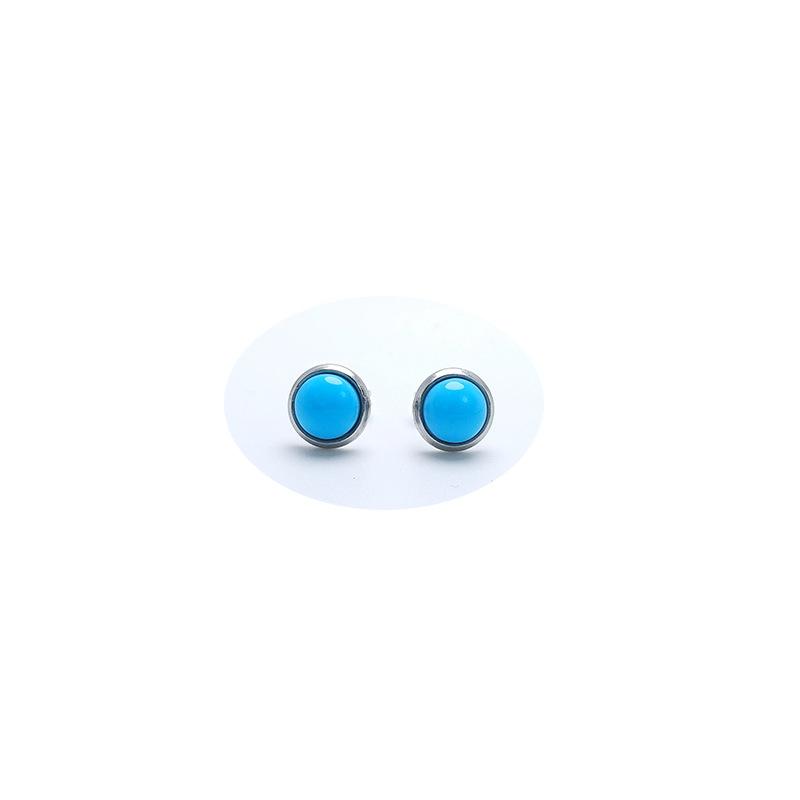 

Buyee 925 Sterling Silver Female Stud Earring Natural Turquoise Earring for Women Fashion Simple Round Fine Jewelry Earring Gift