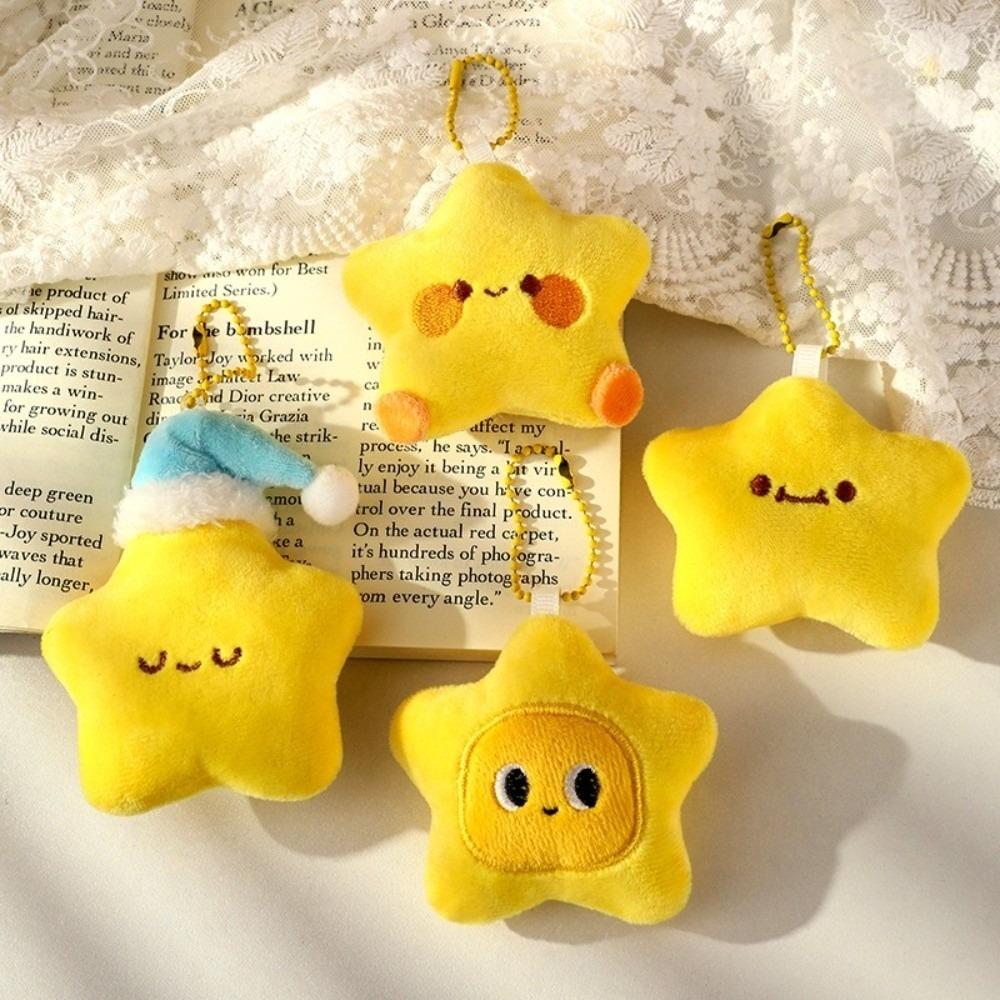 Stuffed Doll Stars Keychains Fluffy Couple Keychain Exquisite Star Plush Key Chain  Christmas Gift