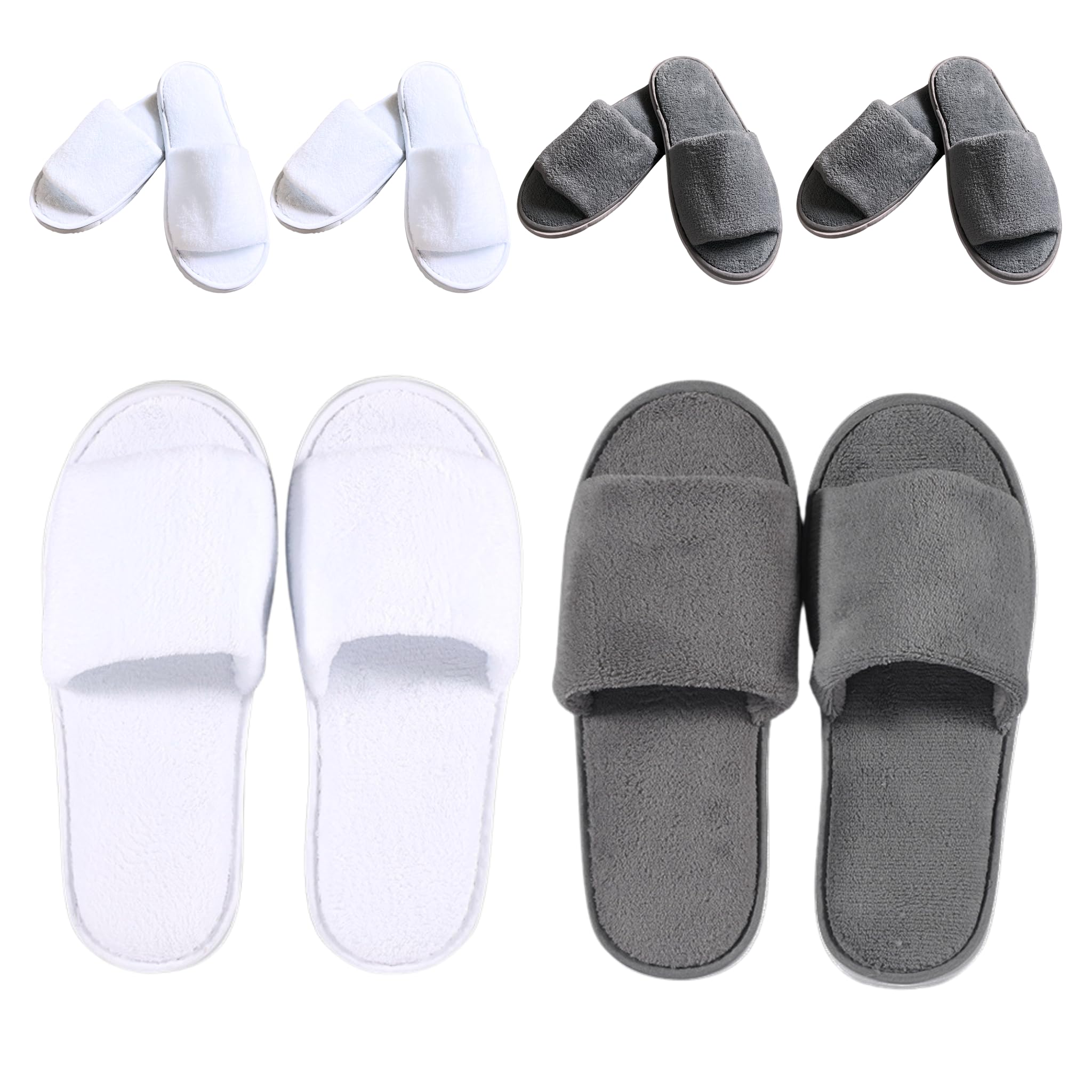 

Golspia Одноразовые Индивидуально Завернутые Тапочки для Помещений 6 Пар, Портативные, Толстые, Гостиничного Качества, для Гостей, для Использования, Унисекс, Белые/Серые, белый