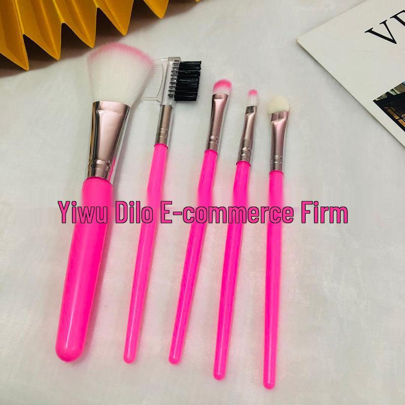 5-Piece Beginner Makeup Brush Set: Eyeshadow, Blush, Eyelash Comb