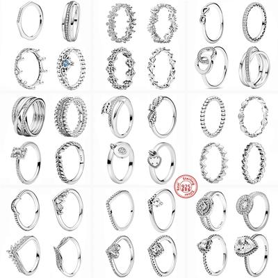 Neu 925 Sterling Silber Ringe Daisy Blume Muster Crown CZ Feine Ringe Frauen Schmuck DIY Herstellung Jahrestag Engagement