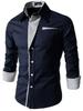 Men's Stylish Striped Long Sleeve Slim Fit Color Block Shirt, Four Colors A20