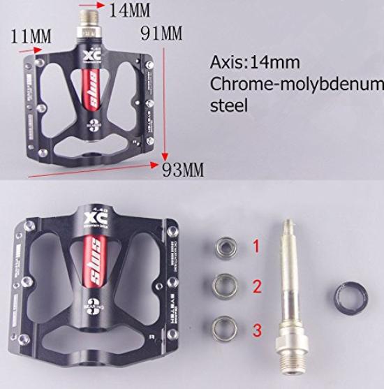 UPANBIKE Sada 2 pedálů na kolo Ultralehké Odolné Hliníková slitina 3 ložiska Ploché pedály pro MTB a BMX 9/16"