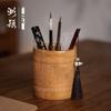 Bamboo Carved Pen Holder with Four Gentlemen Design