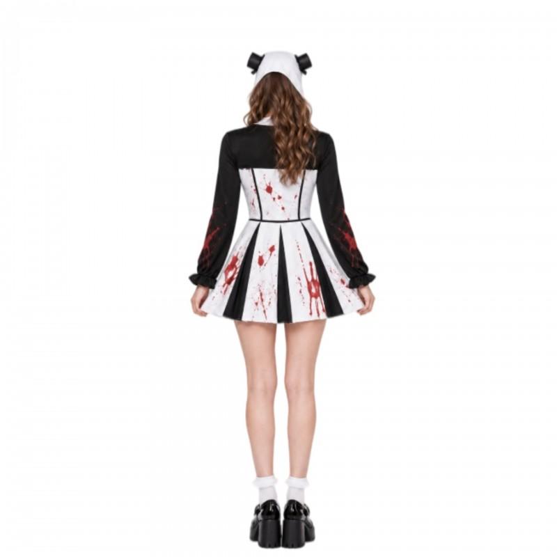Halloween Clown Cosplay Dress Women Horror Themed Party Costume Fantasy Roleplay Outfit