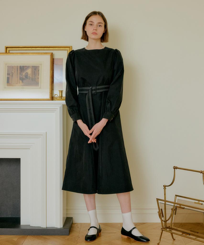 Yeoppe Belt Stitch Onepiece_Black