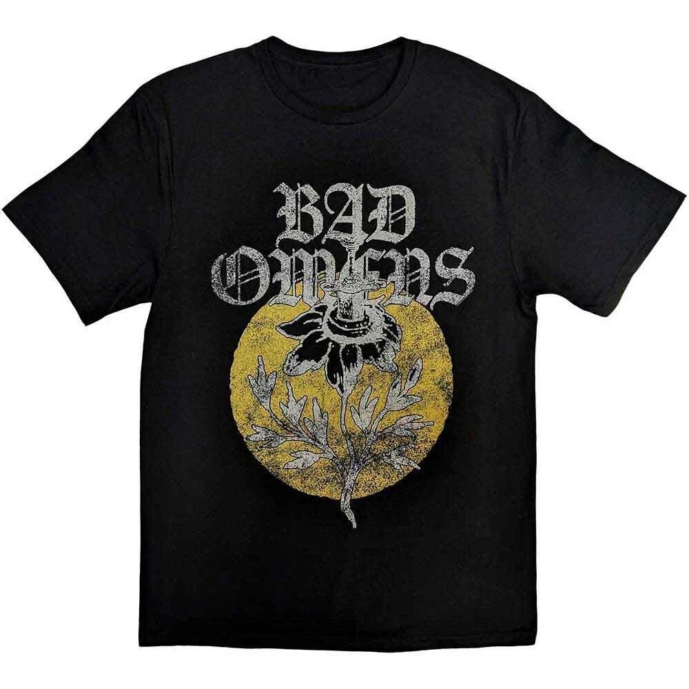 Черная футболка Bad Omens с подсолнухом Новая РЕДКАЯ ГОРЯЧАЯ Унисекс футболка S