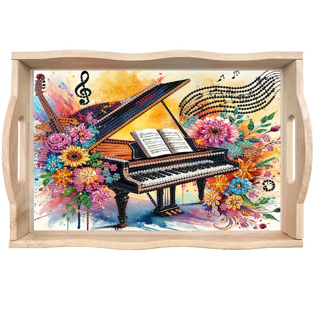 Drewniany Koliber 5D DIY Malowanie Diamentami Taca Do Serwowania Prostokątna Diamentowa Dekoracyjna Taca Do Serwowania na Biurko Stolik Kawowy