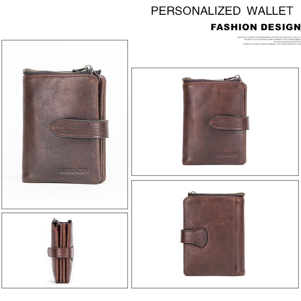 CONTACT S мужской компактный бумажник из натуральной кожи кофейный — фото 5