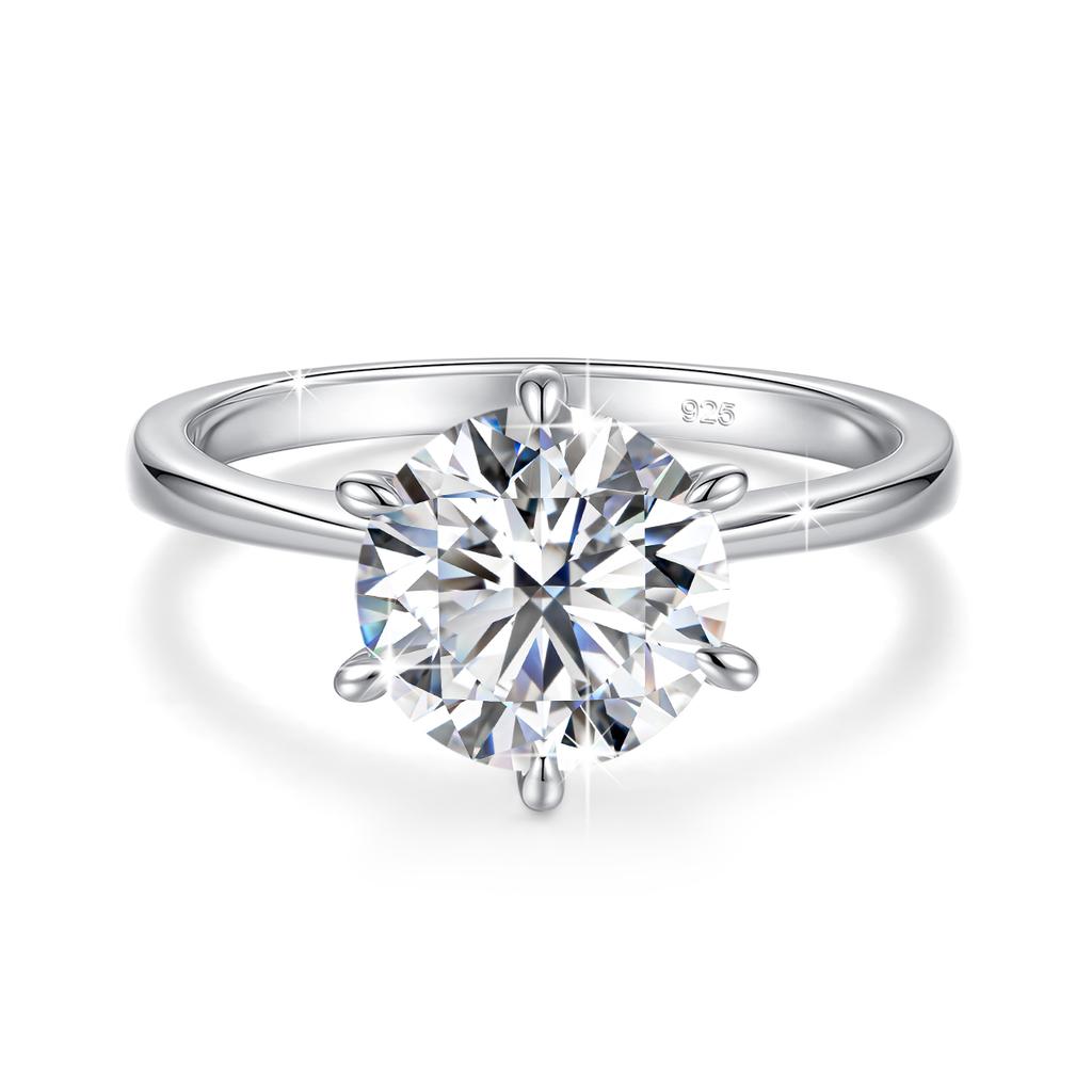 Simple Sterling Silver Classic Rings for Women Six Claw Lab Diamond Ring Woman's Wedding Ring Engagement Jewelry