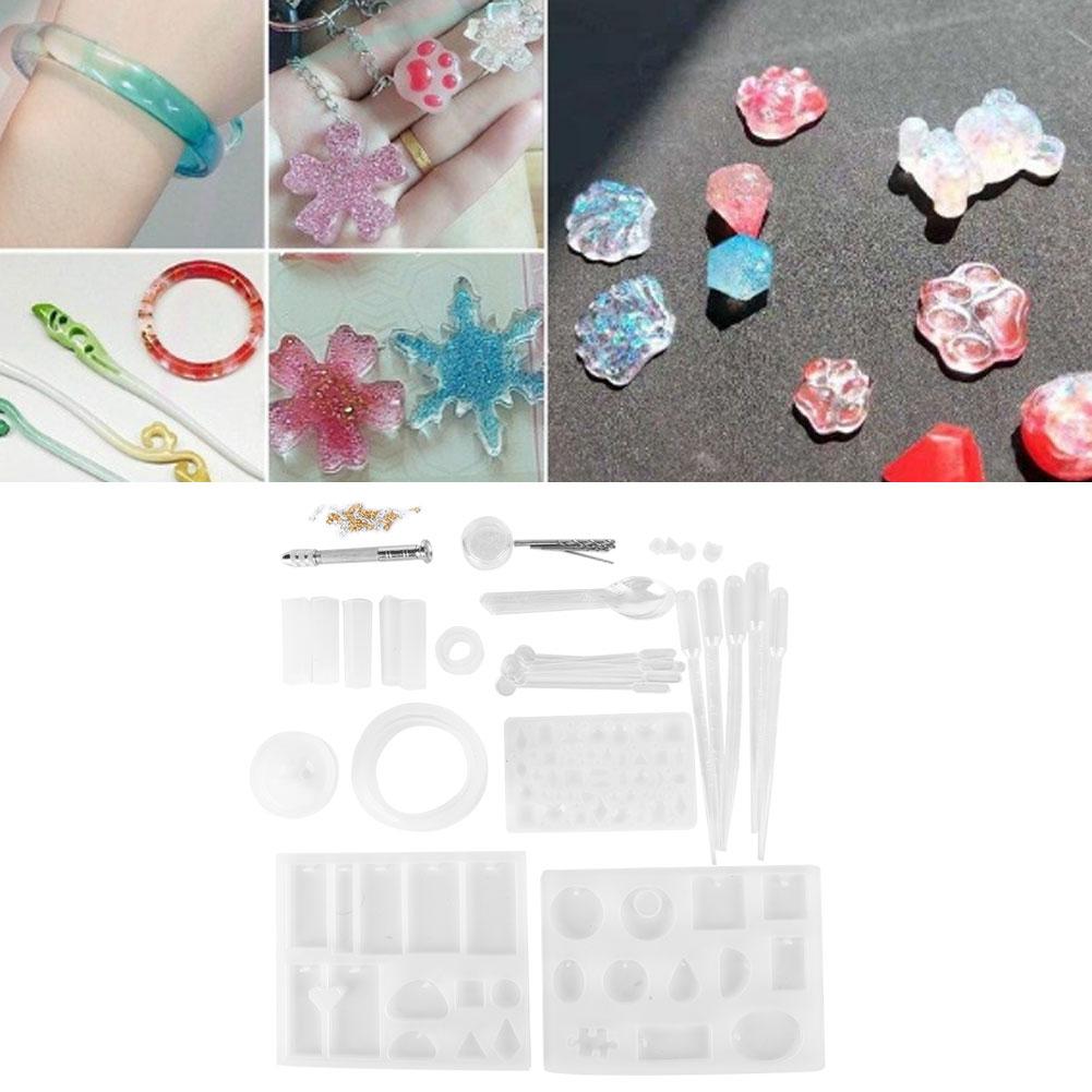 Silicone Casting Molds DIY Crystal Epoxy Mold Kit Crafts Necklace Pendant Making Tools