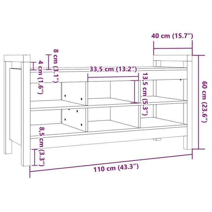 821789 vidaXL Banc d'entrée 110x40x60 cm Bois de pin massif