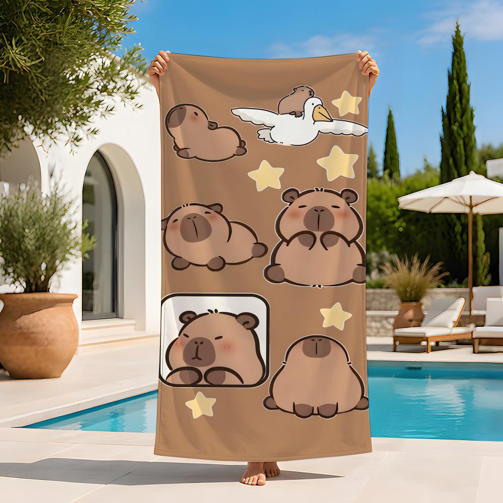 Animal c-capybara Towel Extra Large Beach Towel Quick Dry Sand Free Super Absorbent Lightweight