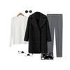 Women Plus Size Mid Length Woolen Long Sleeve Overcoat Casual Outerwear