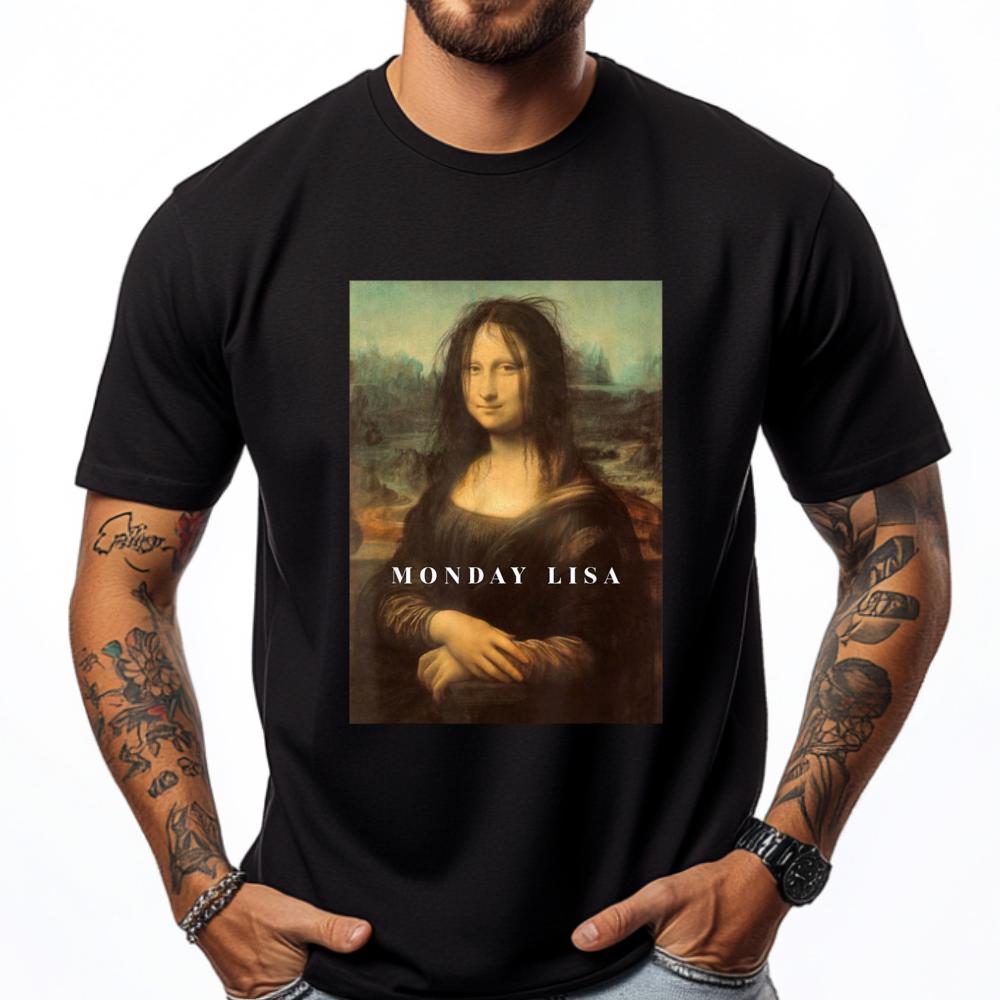 Funny Mona Funny Monday Lisa Art Graphic Shirts Man Streetwear Men Gothic Style S