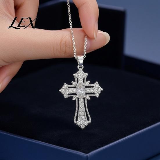 Retro Religious Pendant Necklace Catholic Christian Necklace, Colorful Rhinestone Statement for Women Daily Wear, Jewelry Gift Elegant