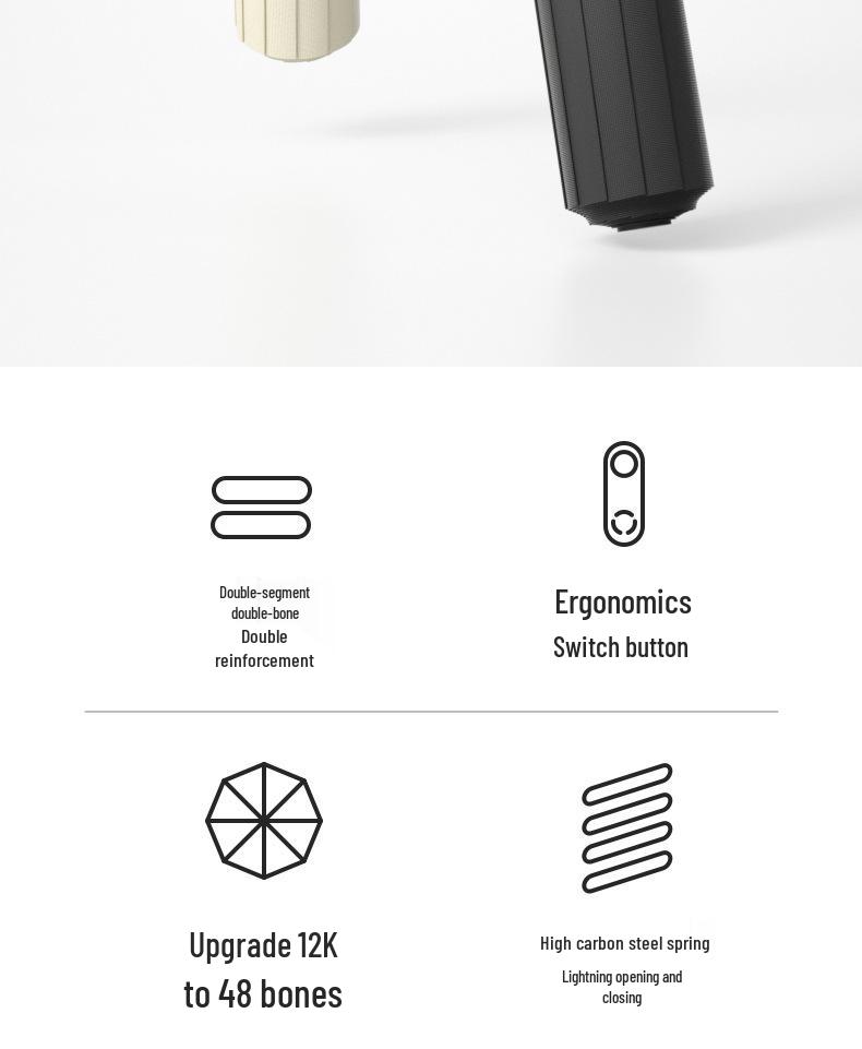 Automatic Stormproof 48-Rib Dual-Use Sun & Rain Folding Umbrella with Black Glue for Sunshade & Protection