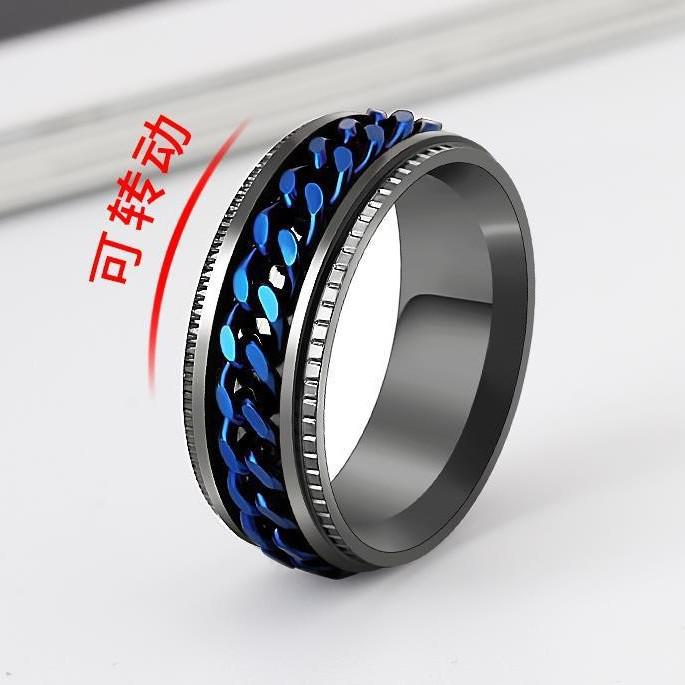 Men's Trendy Rotatable Titanium Steel Chain Ring for Couples