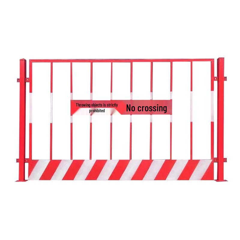 Construction Site Safety Guardrail: Red/White/Yellow/Black Vertical Poles with Safety Net for Foundation Pit