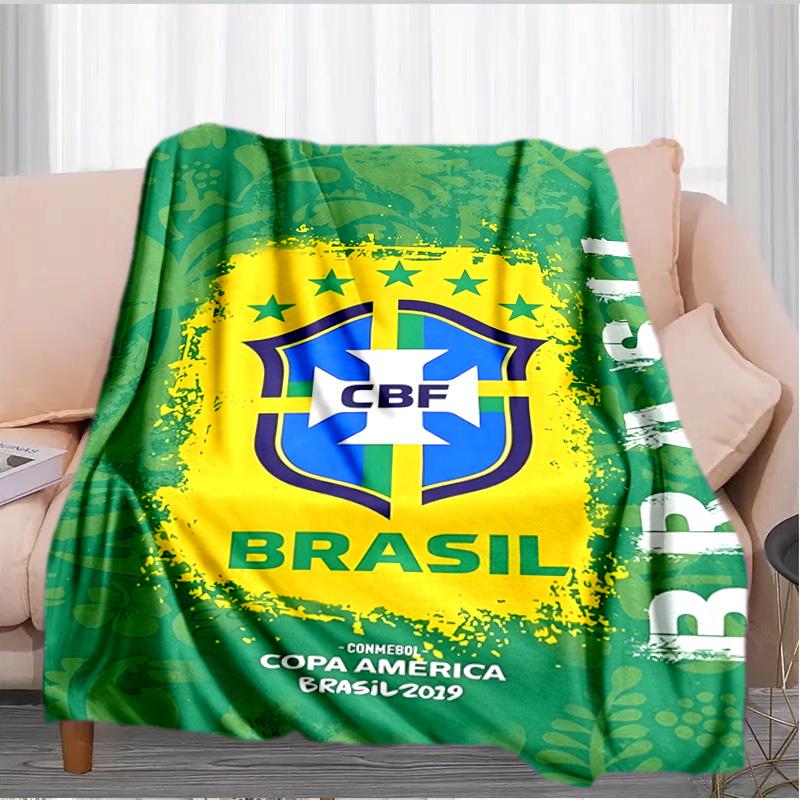 Brazilian Football Federation Printed Throws Blanket Soft Flannel Blankets for Couch Bed Gifts for Men Women Picnic blanket Christmas gifts