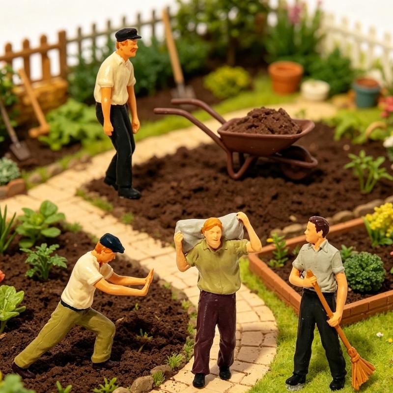 Professional 1:87 Scale Building Site Resin Model with Workers Moving Materials Hobbyist Collectible Model Gift