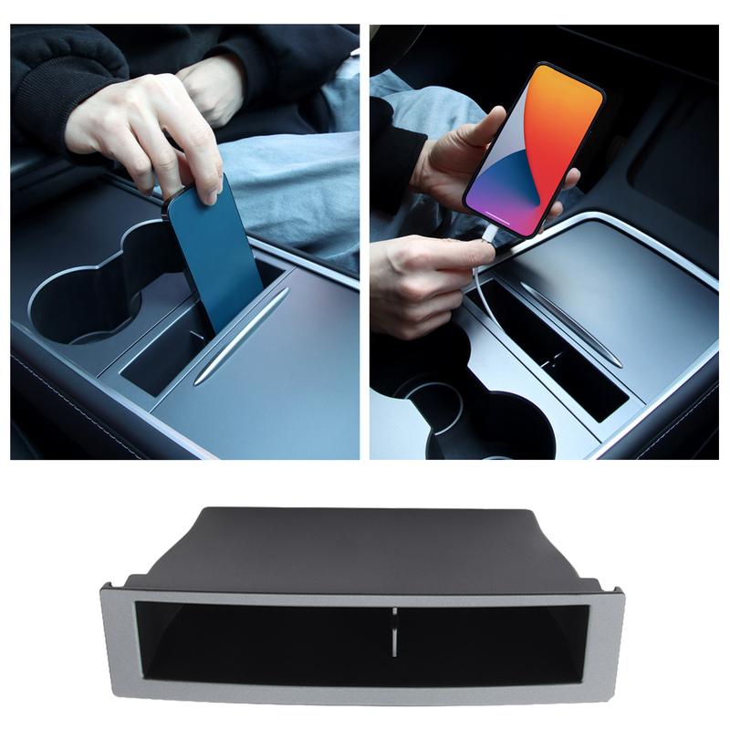 For Tesla Model 3 Y    Center Console Phone Storage Box Tray Phone Holder Center Console Organizer Accessories