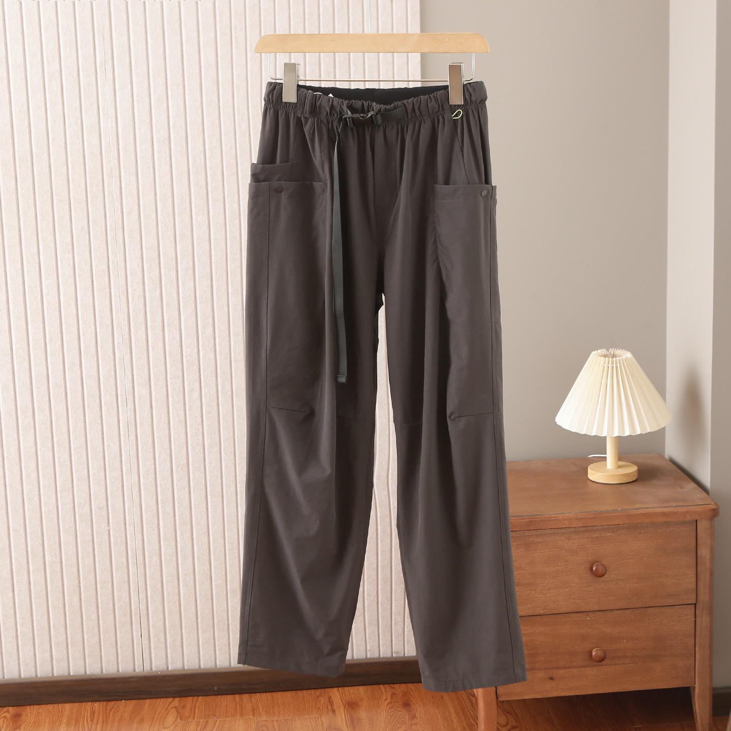 

2025 Spring/Summer Women s Lightweight Tapered Grid Pants - Sporty & Casual Large чорний колір сірий