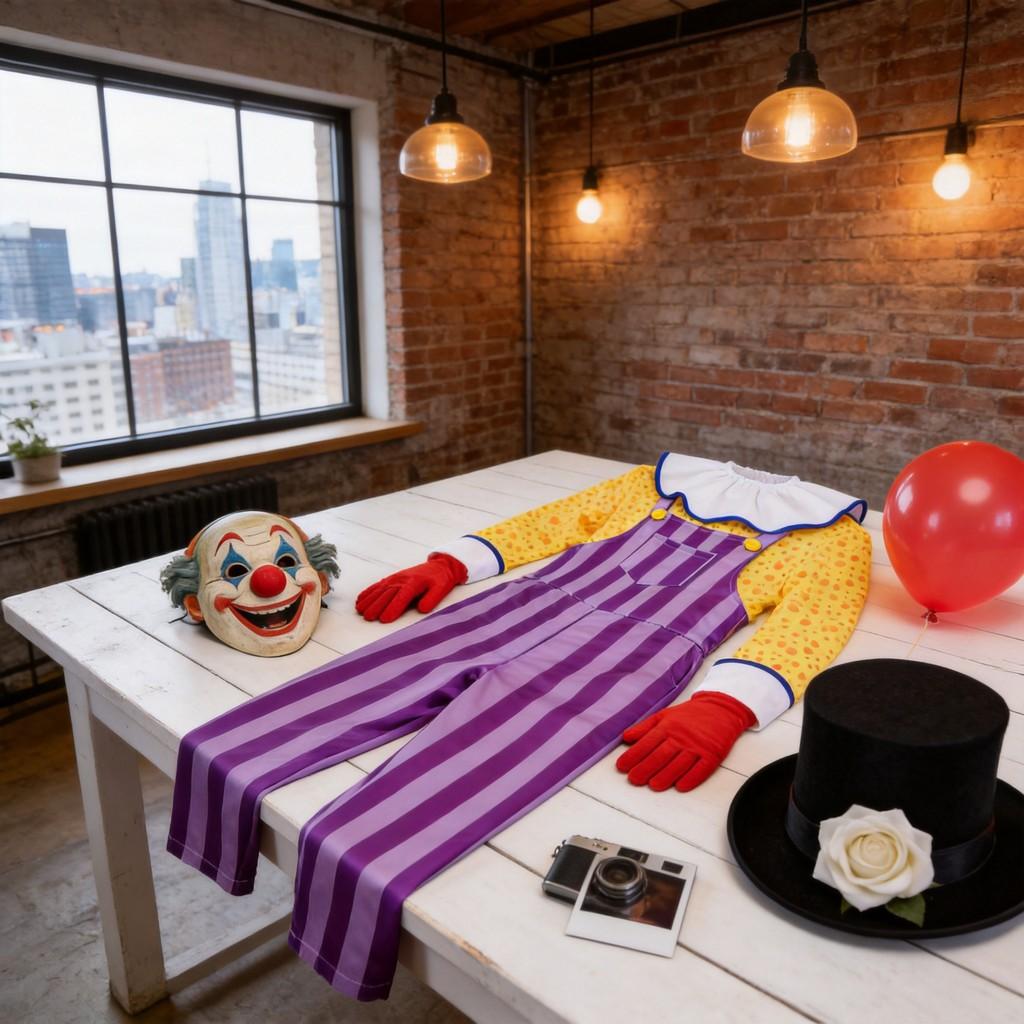 Sad Clown Cosplay Costume With Suspenders For Halloween And Stage Performances