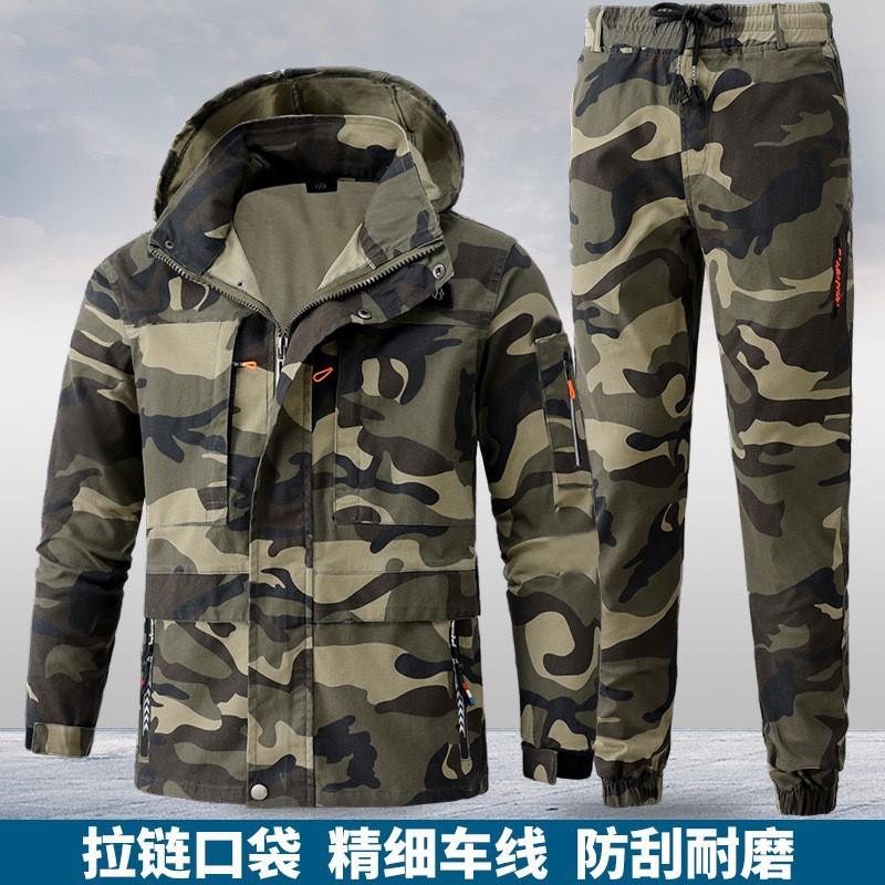 Mens Camouflage Cycling Jersey Set Breathable Wear-resistant Work Outdoor Printable Uniform