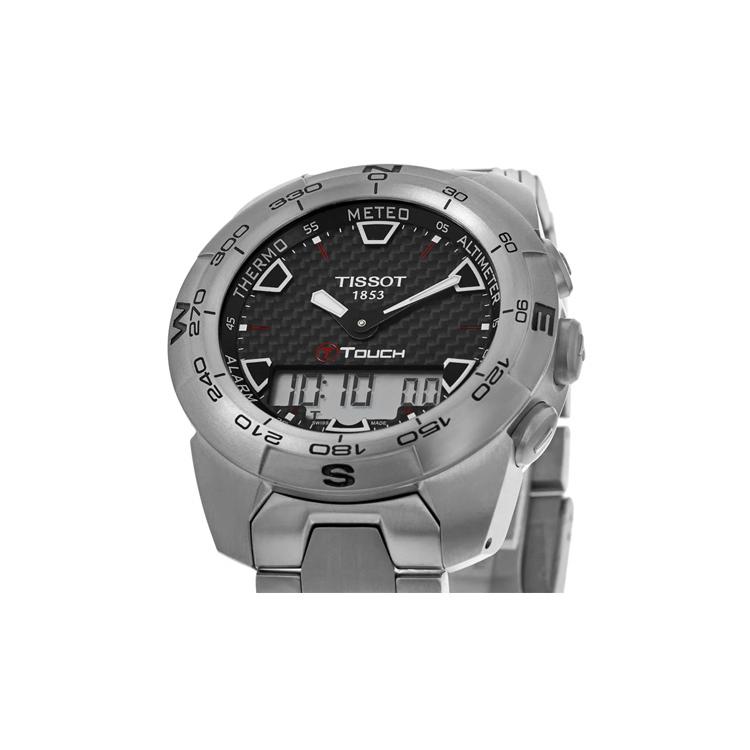 Tissot T Touch Quartz Movement Men's Watches Watch 43.6mm Black Dial Titanium Watch Case Titanium Strap T013.420.44.201.00