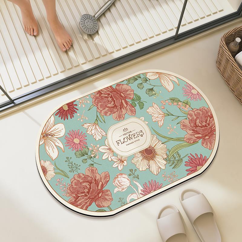 Badezimmerbodenmatte, Diatomeenerde saugfähige Fußmatte, WC-Teppich, Toilettentürmatte rutschfest Eingangstürmatte