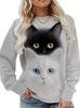Vintage Fall Women Sweat Shirts 3D Funny Cat Print Unisex Women Top Casual Tee Y2k Long Sleeve Streetwear Unisex Pullover